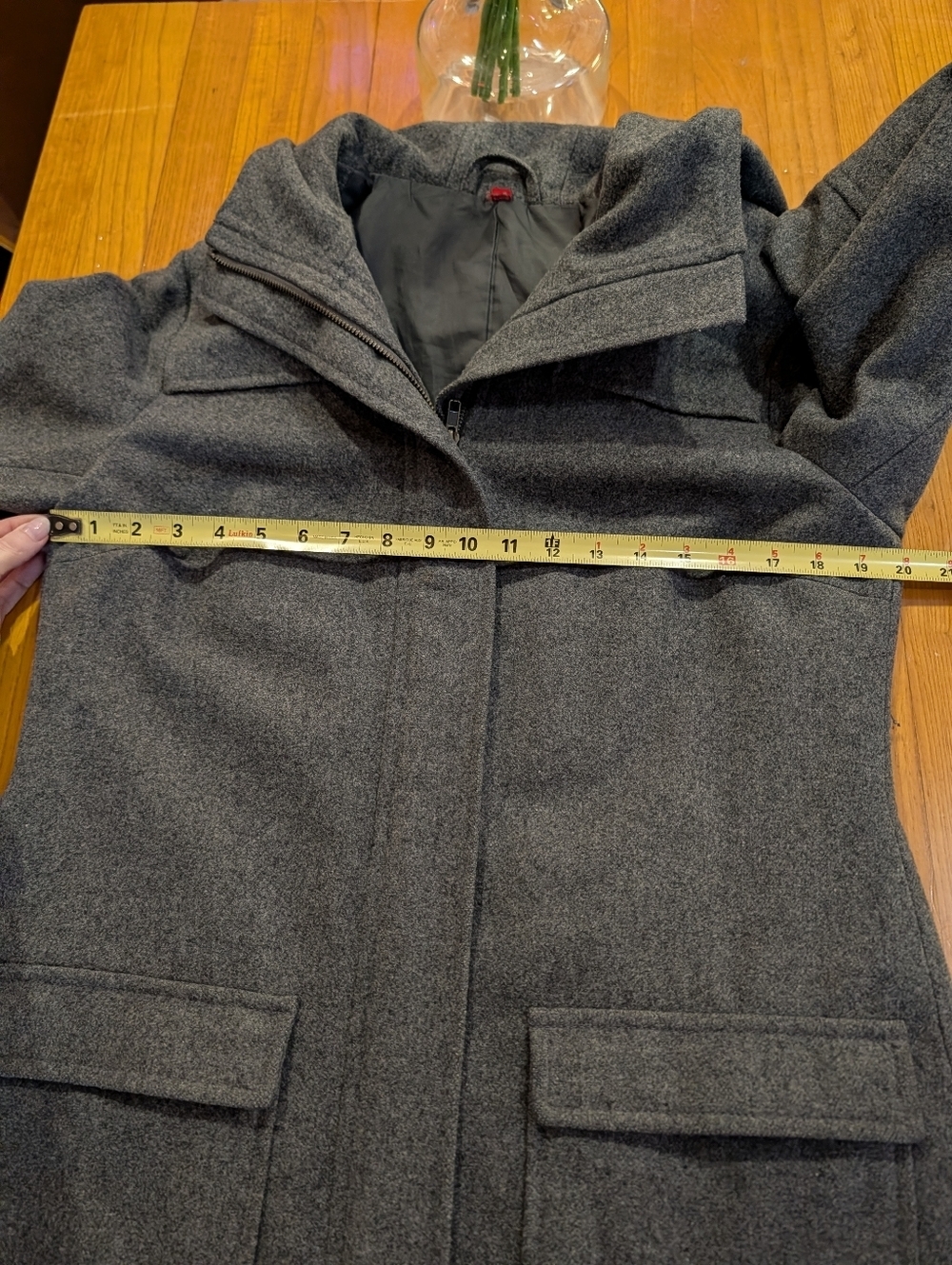 H&M Gray Hooded Wool-Blend Trench Coat - Picture 9 of 14